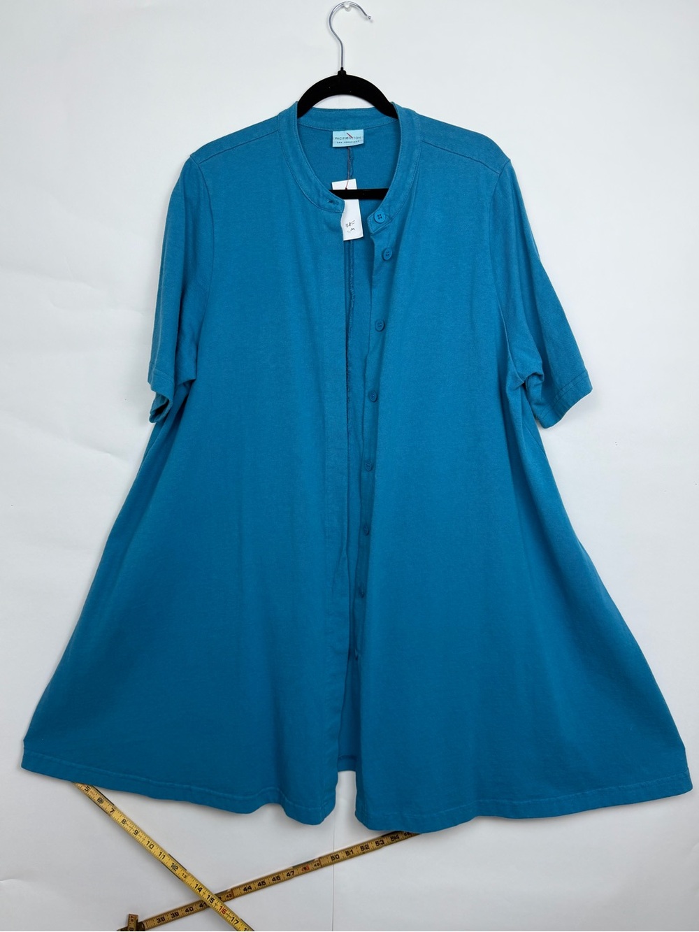 NWT Pacific Cotton Teal Button Front Tunic Dress USA
